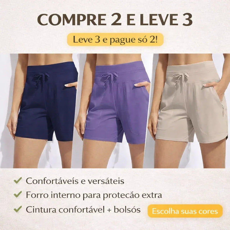(Compre 2 Leve 3) Shorts Alícia Comfort em Malha Leve com Forro