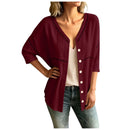 Cardigan Marelia em Linho de Algodão com Detalhes Vazados e Decote Em V