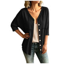 Cardigan Marelia em Linho de Algodão com Detalhes Vazados e Decote Em V